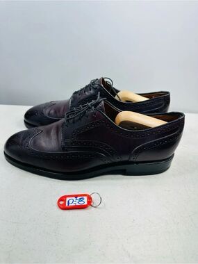 Allen Edmonds Lombard Wingtip Shoe Men 8,5 D Burgundy Brogue Leather Made In US